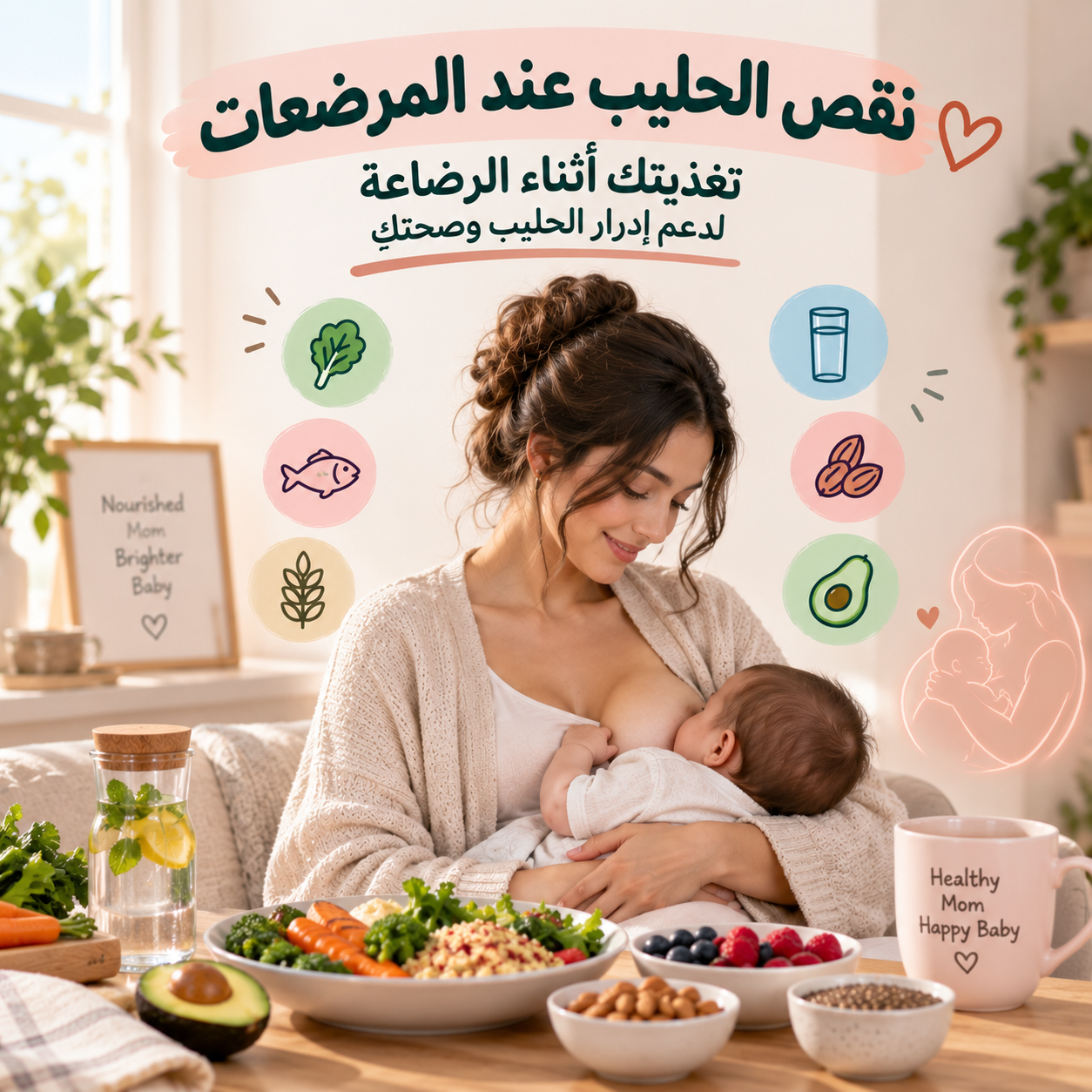 نقص الحليب عند المرضعات — تغذيتكِ أثناء الرضاعة لدعم إدرار الحليب وصحتكِ