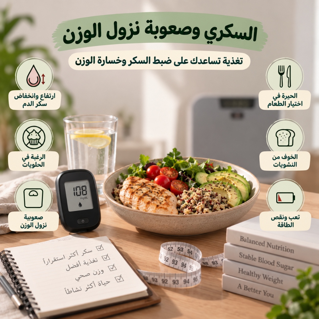 السكري وصعوبة نزول الوزن — تغذية تساعدك على ضبط السكر وخسارة الوزن